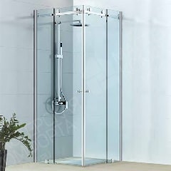 Угловая душевая с двумя откатными дверцами