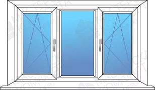 Пластиковое окно с тремя створками Пластиковое окно с тремя створками