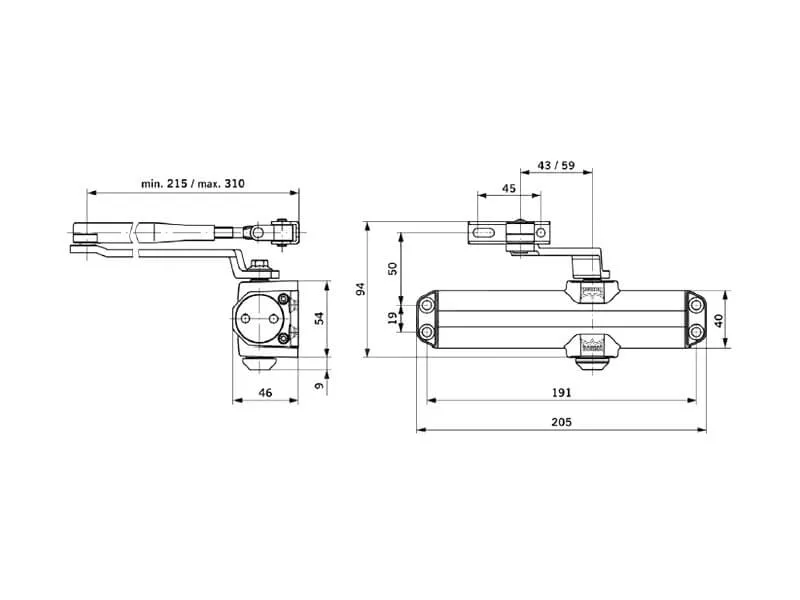 Доводчик MAXBAR 100 с тягой белый Доводчик MAXBAR 100 с тягой белый