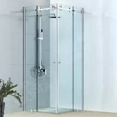 Угловая душевая с двумя откатными дверцами
